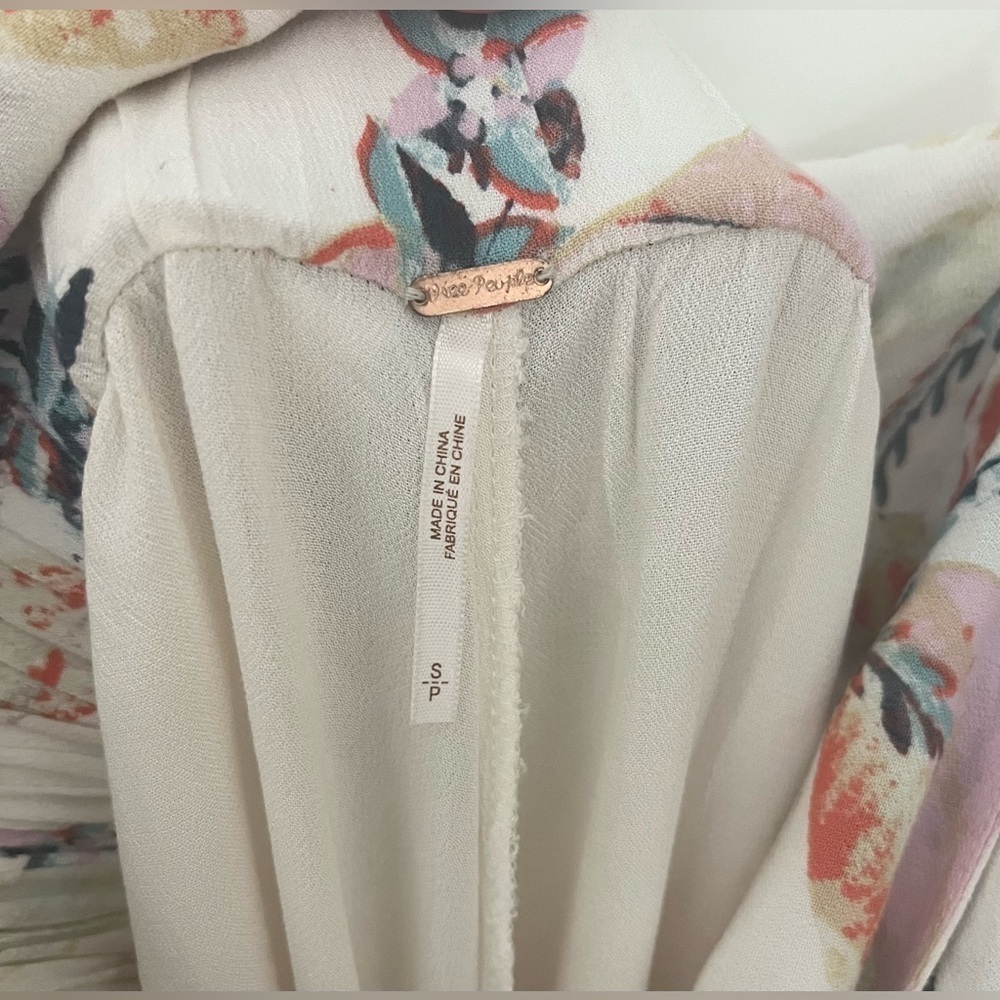 Free People Floral Wide Leg Jumpsuit - Cream and Pink - Picture 11 of 11